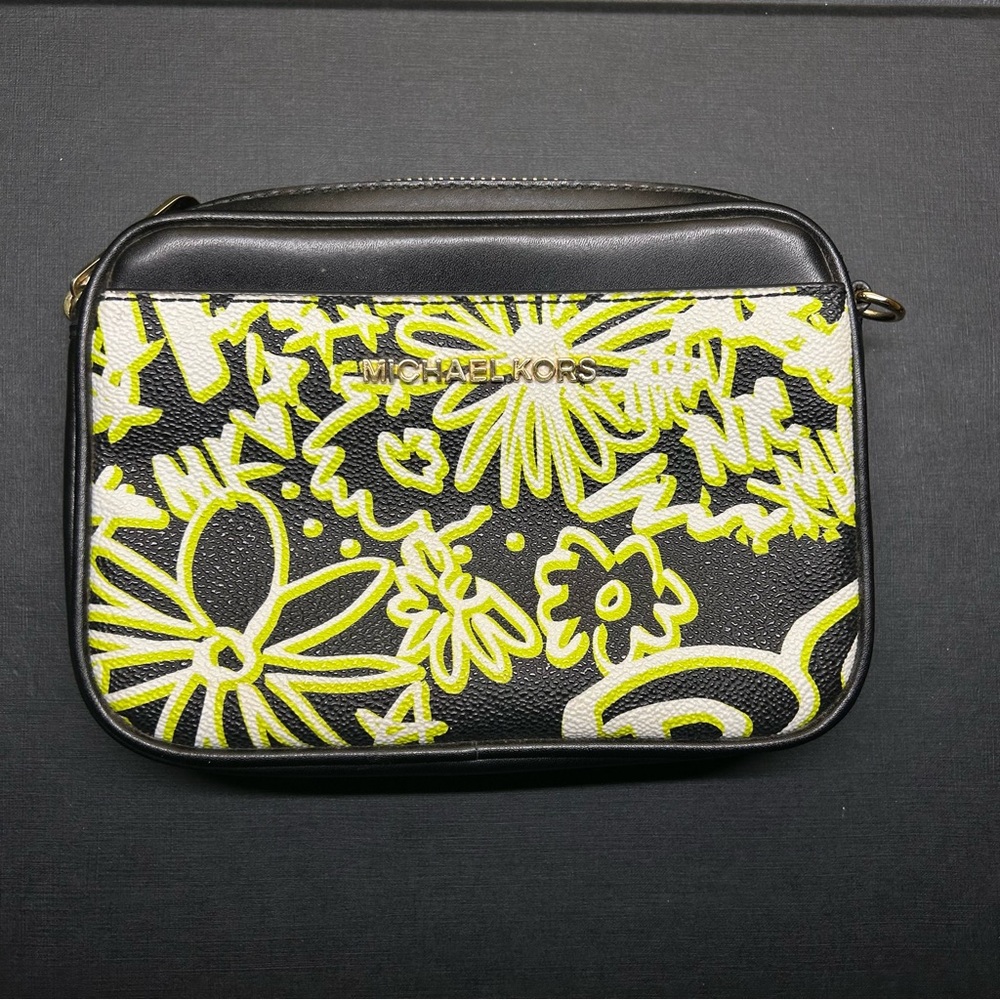 Michael Kors Graffiti Lime Green Yellow and Black Wristlet Belt Bag